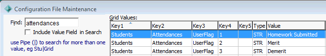 Configuration File Maintenance - user-defined fields on the Attendance window