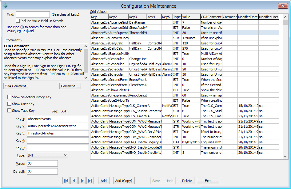 Configuration File Maintenance window