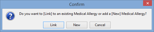 Confirm (Adding existing allergies)