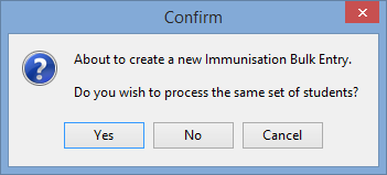 Confirm (Create another bulk immunisation)