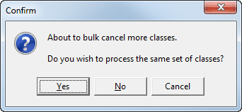 Confirm - About to bulk cancel more classes