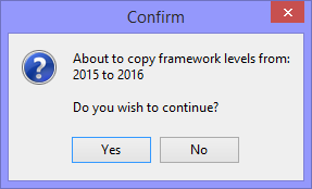 Confirm - About to copy framework levels (2015 to 2016)
