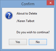 Confirm - About to Delete window