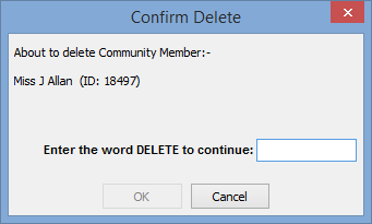Confirm Delete window