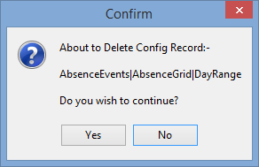 Confirm - About to Delete Config Record