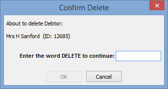 Confirm Delete - About to delete debtor