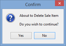 Confirm - about to delete item from sale entry