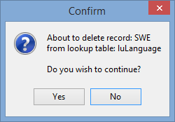 Confirm - about to delete record from lookup table