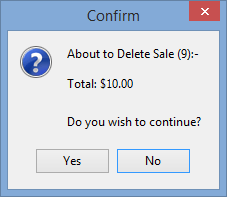 Confirm - about to delete sale