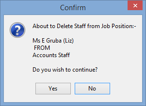 Confirm - About to delete from job position window