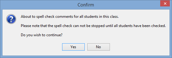 Confirm - about to spell check comments