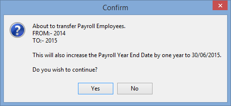 Confirm create new payroll year window