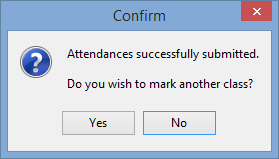 Confirmation message - attendances successfully submitted