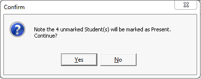 Confirm Attendance window