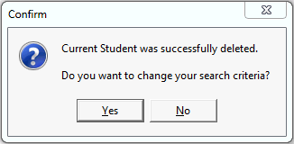 Confirm Delete - Change search criteria window