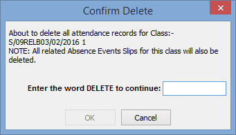 Confirm Delete window