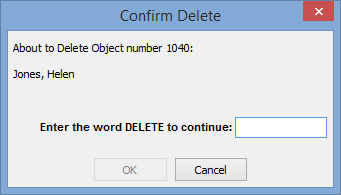 Confirm Delete - About to delete object (Helen Jones)