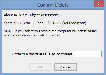 Confirm Delete window