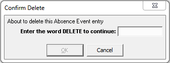 Confirm Delete window