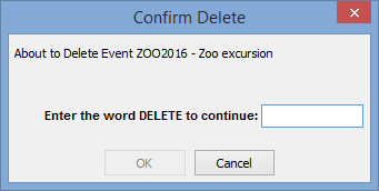 Confirm Delete window (Deleting events)