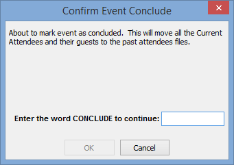 Confirm Event Conclude window