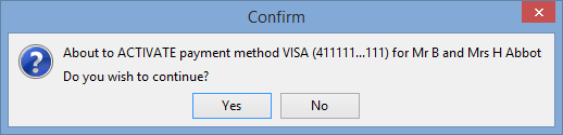 Confirm window (Activating online payment)