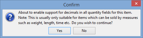 Confirm window (Allow decimals)