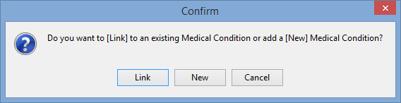 Confirm window (Linking to existing medical conditions)