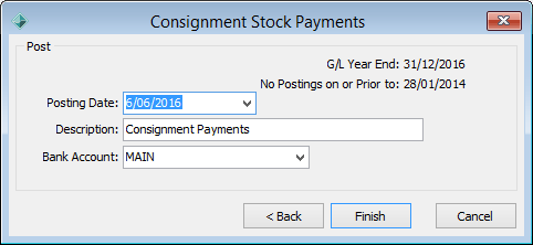 Consignment Stock Payments - Post window