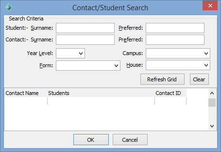 Contact student search window
