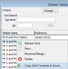 Exporting information to Microsoft Excel