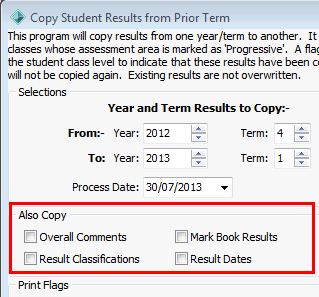 Copy Student Results from Prior Term (cut down, what's new)