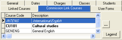 Course Maintenance - Commission Link Courses tab (cut down)