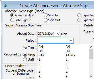 Create Absence Event (cut down)