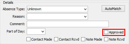 Create Absence Event (Details area)