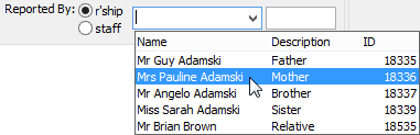 Create Absence Event (reported by relationship)