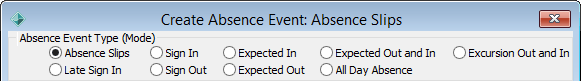 Create Absence Event - Absence Event Type (Mode)