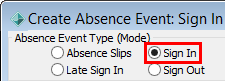 Create Absence Event window (cut down)