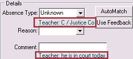 Create Absence Event - Absence slips (Details area, highlighted)