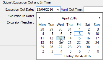 Create Absence Event - Excursion Out and In (Submit Excursion Out and In Time region)