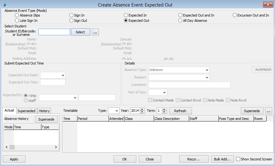 Create Absence Event - Expected Out (cut down, added area)
