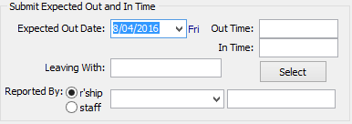 Create Absence Event - Expected Out and In (populated, 2)