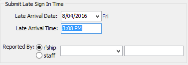 Create Absence Event - Late Sign In (populated, 1)