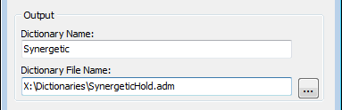 Create Dictionary window (holding file example)