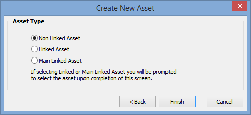Create New Asset - Asset Type window