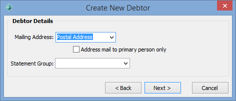Create New Debtor - Debtor Details window