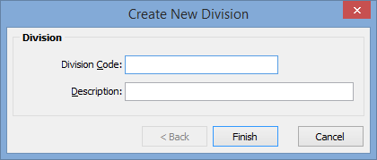 Create New Division window