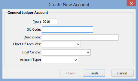 General New Account window