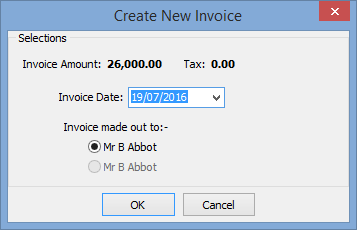 Create New Invoice window