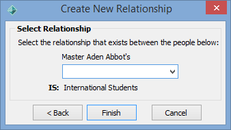 Create New Relationship - Select Relationship (agent,1)